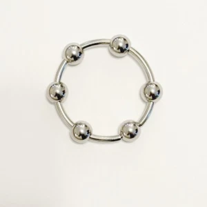 Handcrafted BEADED FRENUM RING Stainless Steel 10 G, 1-1/4" Dia, 8mm Balls. - Picture 1 of 8