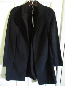 SZ XXS EILEEN FISHER BLACK COLLAR LONG JACKET WASHABLE STRETCH CREPE NWT - Picture 1 of 3