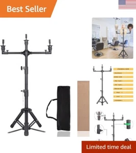 50 Inch 3 Arms Wig Stand Tripod With Head Adjustable Mannequin Head Stand Sta... - Picture 1 of 8