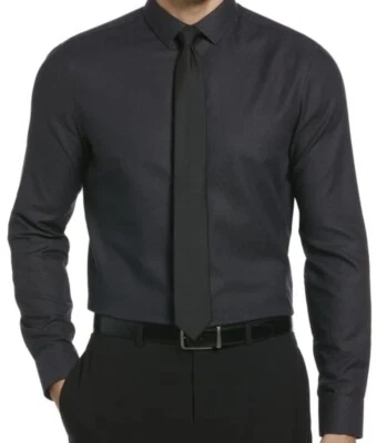 Perry Ellis Slim Fit Dobby Polka Dot Print Dress Shirt Black Sz. M 15 1/2-34/35 - Image 1 of 4