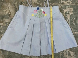 1980s Vintage Sears Girls Skirt, Flower Embroidery, Size 5, Pockets - Picture 1 of 7