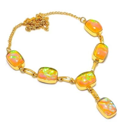 Collana australiana tripletta opale pietra preziosa argento 925 gioielli... - Immagine 1 di 3