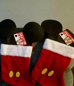  Disney Mickey Mouse Ohren 18 Zoll Velours Weihnachtsstrumpf rot mit Plüschmanschette - Bild 1 von 5