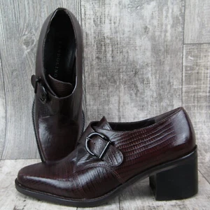 BANDOLINO Atlanta Womens Monk Strap Loafers Chunky Heel Brown Buckle Sz 6.5M - Picture 1 of 11