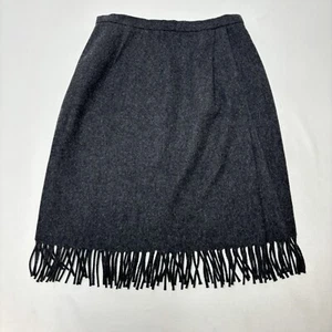 Falda corta Anne Klein II para mujer lana envolvente flecos talla 2 gris carbón EE. UU. - Imagen 1 de 12