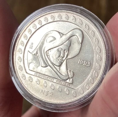 Guerrero Aguila Eagle Warrior 2 Pesos 1/2 Onza Silver Precolumbian N$2 Mexico - Image 1 of 4