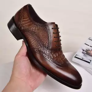 Scarpe Oxford Uomo Motivo Vintage Pelle Scarpe Eleganti Taglia Grande Blocco Scarpe Lo - Foto 1 di 31