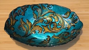 Turkish ArdaCam Rare Mouth Blown Hand Painted Glass Dish Art of Tabletop - Picture 1 of 5