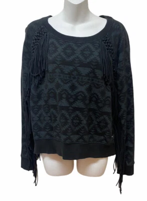 Superdry The Festival Fringe Sweatshirt Women's M Black Gray Southwestern Print - Image 1 of 4