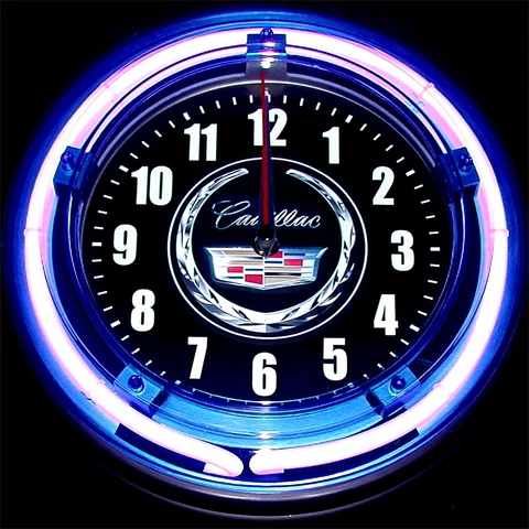 CADILLAC LOGO - 11" Blue Neon Wall Clock Cover