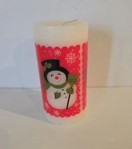 Snowman Candle Wax Printed Winter Christmas Decoration Candle Lights 6" H - Foto 1 di 6