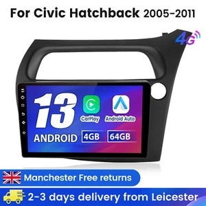 For Honda Civic Hatchback 2005-2011 4+64GB 9"Carplay Android 13 Car Stereo Radio - Picture 1 of 19