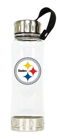 NFL Pittsburgh Steelers Water Bottle - 16 oz Capacity.  Stainless Steel Accents Cover