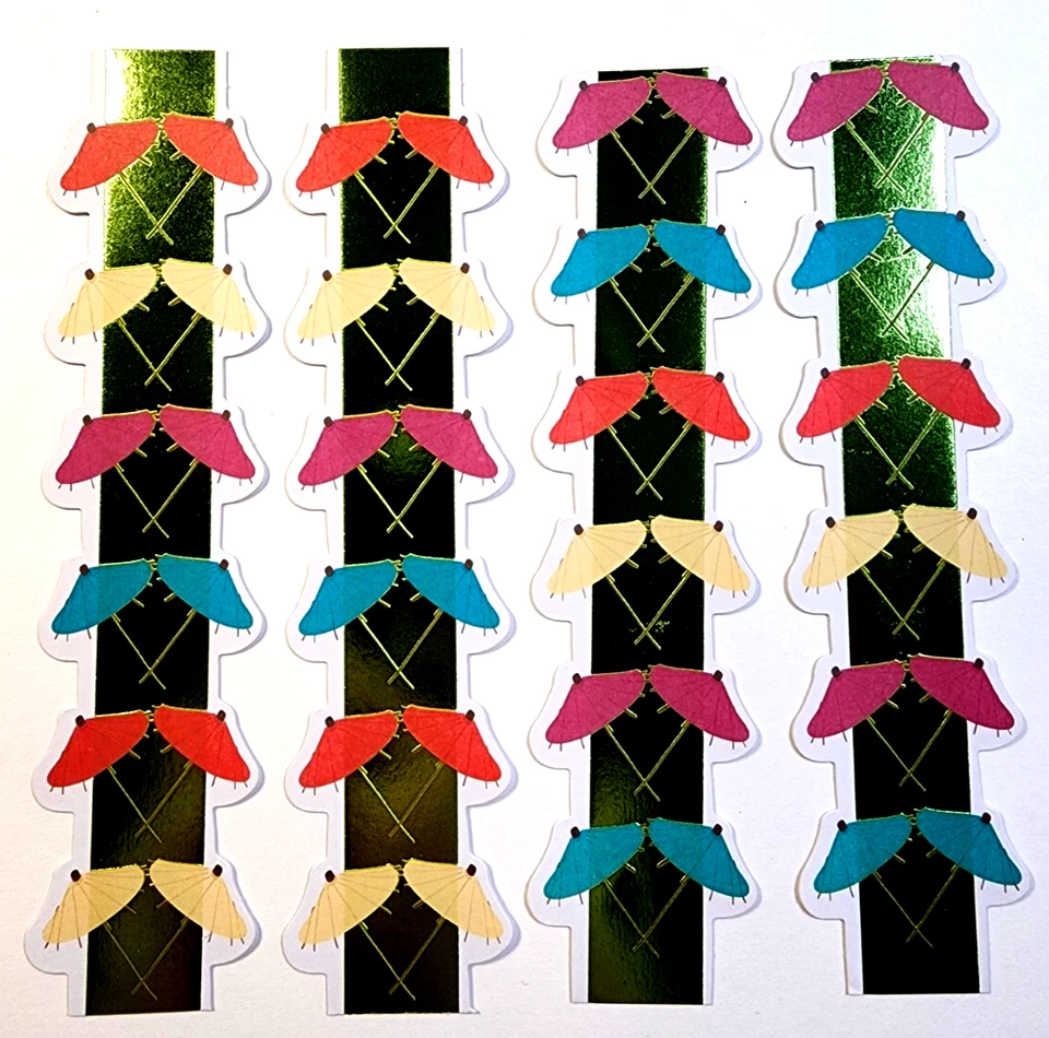 Cocktail Umbrellas Bar Nightclub Party Foil Accents Stickers 4pc 6" x 1-1/2" H - Image 1 of 2