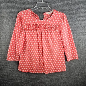 Boden Womens Blouse Size 12 Pink Polka Dot Ruffle Silk Blend 3/4 Sleeve - Picture 1 of 5