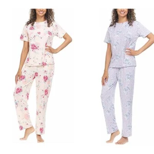 Flora Nikrooz Women's 2 Piece Pajama Set Pants with Pockets Short Sleeve Top - Picture 1 of 9