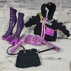 Rainbow High Emi Vanda Replacement Doll Clothing Lot Boots Hoodie Skirt Crop Top - Picture 1 of 5