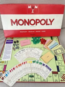 Vintage Monopoly Board Game Waddingtons Red Long Box Version Complete - Picture 1 of 24