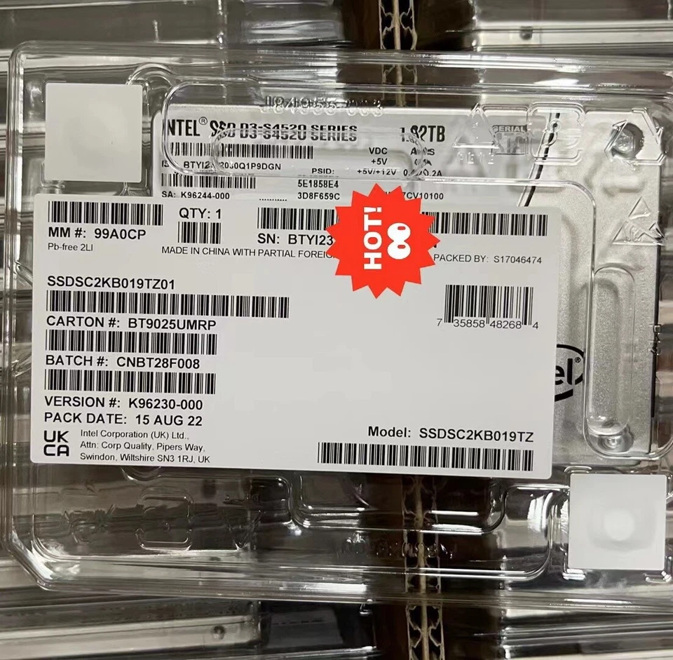 1.92TB Intel S4520 SSD Solid State Drive SATA 6Gb/s 2,5" SATA 3 SSDSC2KB019TZ01 - Image 1 of 1