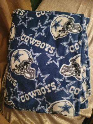 Cobertor de pelúcia Dallas Cowboys NFL com estampa artesanal/lance bordas costuradas à mão NOVO - Imagem 1 de 4