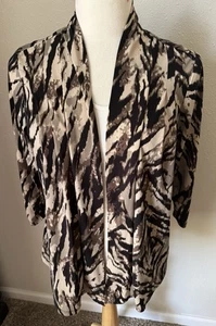 Dress-Barn 1x Plus schwarz/taupe stretchig offene Strickjacke 3/4 geraffte Ärmel Jacke - Bild 1 von 10