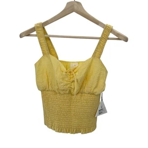 Top corto sin mangas Lost + Wander para mujer talla PS amarillo - Imagen 1 de 5