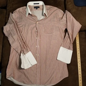 PAUL FREDRICK BUTTON DOWN SHIRT UNIQUE ROPE PATTERN STRIPES 17.5-35 TRIM FIT - Picture 1 of 12