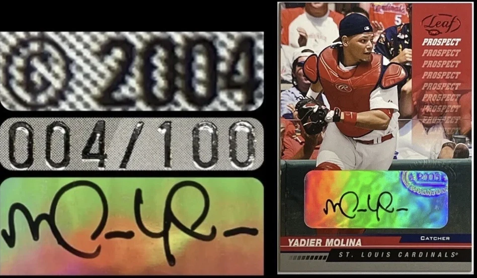 4/100 © 2004 Yadier Molina Auto RC Jersey Number 1st Home Run Rookie HOF 1/1 SSP - Image 1 of 4