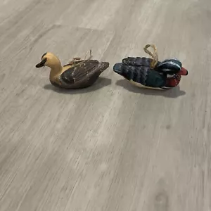 2 lot Vintage Duck Decoy Hunter Rustic Outdoor Christmas Ornaments 4 inch - Picture 1 of 5