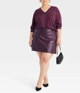 Maglione donna un nuovo giorno fine gauge scollo a V bordeaux taglia 2X nuovo con etichetta - Foto 1 di 8