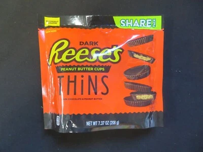 (1) Saco de copos finos de manteiga de amendoim chocolate amargo Reese's 7,37 oz pacote compartilhado - Imagem 1 de 2