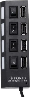 HUB USB 2.0 INTERFACCIA 4 PORTE DI ESPANSIONE MULTIPLA ESTERNO INTERRUTTORE  - Immagine 1 di 4