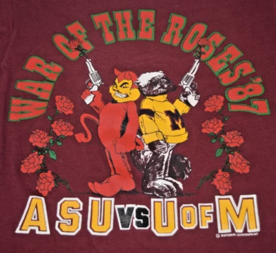 Camiseta ASU War of Roses ASU vs U of M Duelo Mascotas Talla M 1987 Foto 1 de 4