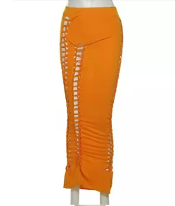 Nuevas Mujeres Verano Liso Hollaw Diseño Plegable Cintura Elástica Delgada Playa Mediodía Faldas - Imagen 1 de 14
