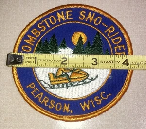 Vintage Patch Pearson Wisconsin WI Tombstone Sno-Riders Snowmobiling Winter - Picture 1 of 3