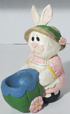 Midwest Hand Painted Girl Bunny Wooden Fruit Cart Figurine Decor Spring Easter