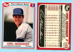 1990 Post Cereal First Collector Series - Orel Hershiser - #8- LA Dodgers Box 73