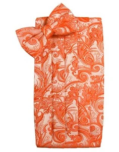 NEW Men's Cardi Persimmon Orange Paisley Tuxedo Cummerbund Bow Hankie TUXXMAN - Picture 1 of 1