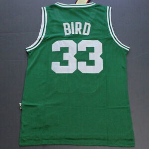 Retro Boston Celtics #33 Larry Bird Adultos Camiseta de baloncesto cosida verde