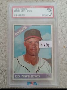 1966 Topps # 200 Eddie Mathews Braves NM PSA 7!  HOF!!!