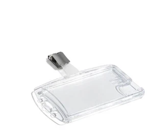 Durable Enclosed DUO 2 Card Clip Security Pass ID Badge Holder | 25 Pack | Clear - Picture 1 of 7