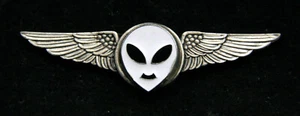 ALIEN PILOT WING PIN NASA SPACE UFO US AIR FORCE AREA 51 STAR WARS PIN UP WHITE - Picture 1 of 1