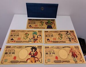 Dragon Ball Z lot de 5 Billet 10000 Yen GOLD OR Neuf