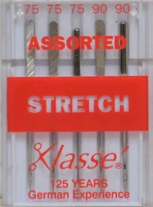 Klasse Sewing Machine Needles STRETCH Regular Assorted (75; 90), Pack of 5 Needl - Picture 1 of 1