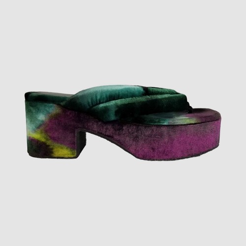 VANS Sandali perizoma Dries Van Noten donna viola seta velluto plateau $720 taglia 35