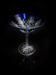 Faberge Odessa Cobalt Blue Colored  Crystal Martini Glass - Picture 1 of 12