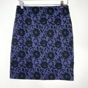 Falda lápiz vintage Express púrpura y negro con estampado floral de encaje 6 - Imagen 1 de 9