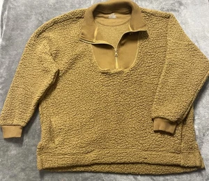 AERIE DAMEN 1/4 REISSVERSCHLUSS SHERPA PULLOVER MIT TASCHEN GRÖSSE LARGE - Bild 1 von 6