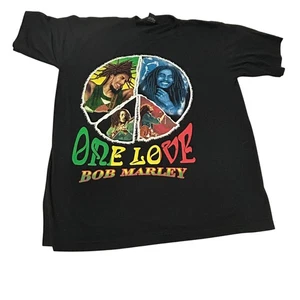 Vintage Bob Marley T-Shirt Mens XL One Love Peace Double Sided Short Sleeve - Picture 1 of 8