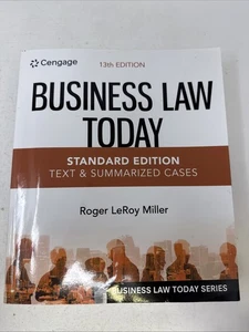 Business Law Today -Standard Edition: Text & Summarized Cases. Miller: Very Good - Picture 1 of 2